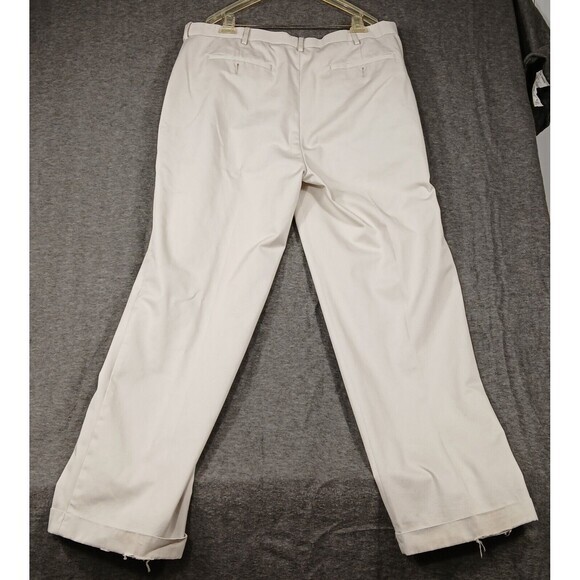 Croft & Barrow Men's Ivory Dress Pants Size 40x32 Pleated Front Rolled Cuff Hem - Picture 3 of 12